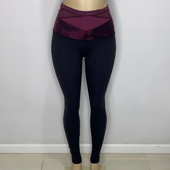 Lululemon high waisted black, purple and burgundy leggings in size 6.